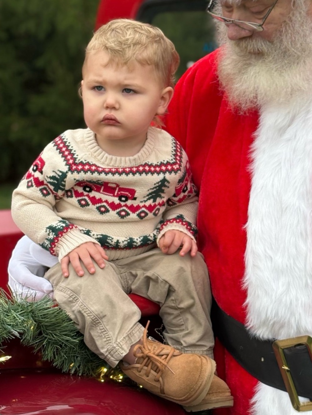 WORN 1x Kiel James Patrick kids Christmas red truck sweater